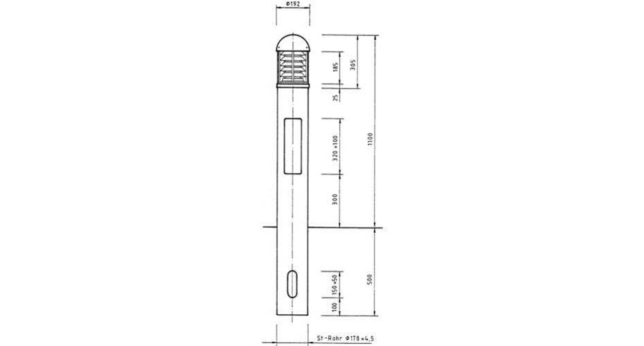 pollerleuchte tpl-3200 zeichnung